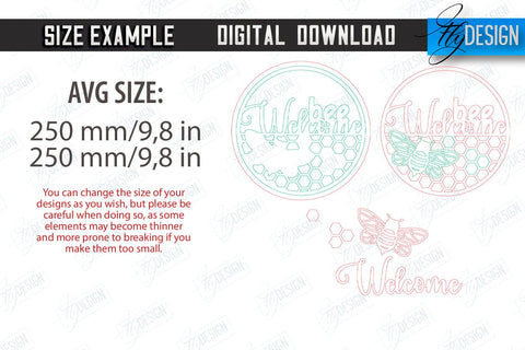 Bee Welcome Signs Laser Cut Bundle | Summer Front Door Decor | Welcome Sign | CNC Files SVG Fly Design 