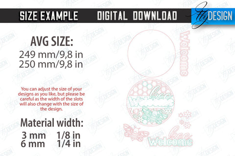 Bee Welcome Signs Laser Cut Bundle | Summer Front Door Decor | Welcome Sign | CNC Files SVG Fly Design 