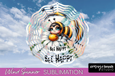 Bee Wind Spinner - Summer Flowers Spinner Sublimation Sublimation OrangeBrushStudio 