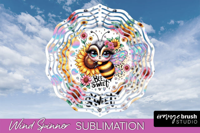 Bee Wind Spinner - Summer Flowers Spinner Sublimation Sublimation OrangeBrushStudio 