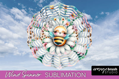 Bee Wind Spinner - Summer Flowers Spinner Sublimation Sublimation OrangeBrushStudio 