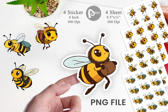 Bee with Backpack Sticker Sublimation artnoy 