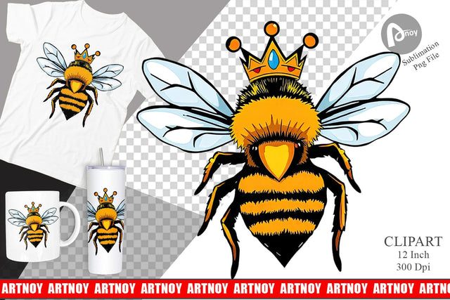 Bee with Crown Clipart Sublimation artnoy 