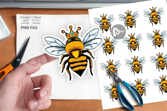 Bee with Crown Sticker Sublimation artnoy 