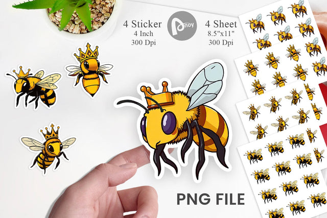 Bee with Crown Sticker Sublimation artnoy 