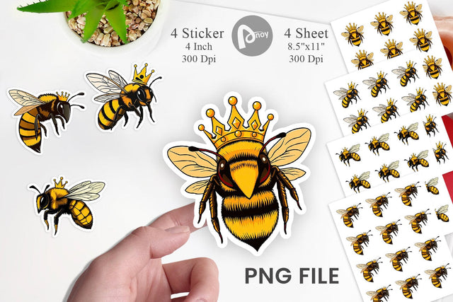 Bee with Crown Sticker Sublimation artnoy 