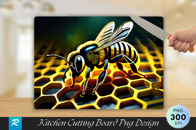 Bee With Honeycomb Cutting Board Sublimation Regulrcrative 