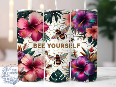 Bee Yourself Motivational Tumbler, Positive Affirmation Wrap, Motivational Tumbler Design, 20oz Skinny Tumbler, Bee Kind Wrap, Sublimation Tumbler Design, Inspirational Tumbler Wrap Sublimation ToriDesigns 