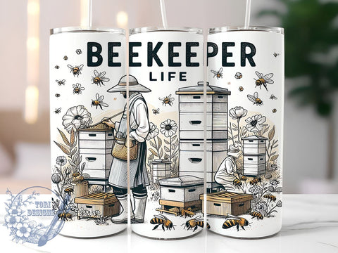 Beekeeper Life 20oz Skinny Tumbler, Bee Keeper Tumbler Png, Straight & Tapered Tumbler Wrap, Instant Digital Download Sublimation ToriDesigns 