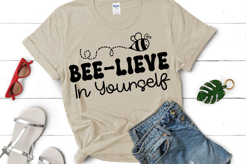 Beelieve in Yourself SVG I Bee Motivational SVG I Bee Sign SVG SVG Happy Printables Club 