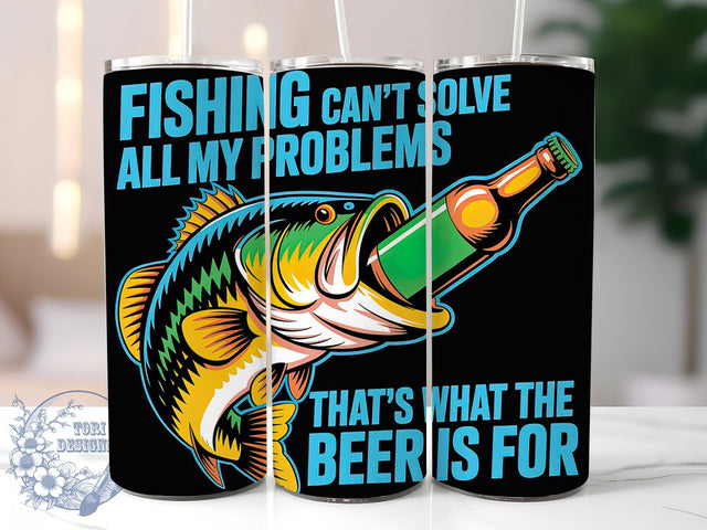 Beer And Fishing Quote 20oz Tumbler, Funny Fishing Tumbler, Sublimation Wrap, 20oz Tumbler Design, Outdoor Fishing Gift, PNG Tumbler Wrap, Humorous Fisherman Quote Sublimation ToriDesigns 