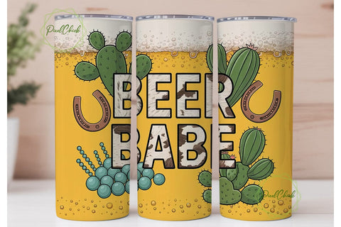Beer Babe 20oz Tumbler Wrap Sublimation PixelChick 