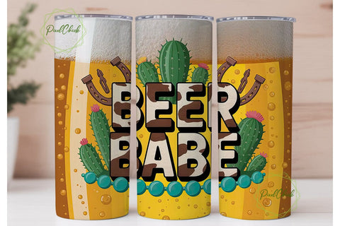 Beer Babe 20oz Tumbler Wrap Sublimation PixelChick 
