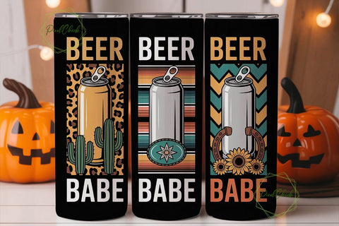 Beer Babe Western Tumbler Wrap Sublimation PixelChick 