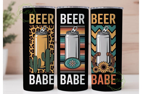 Beer Babe Western Tumbler Wrap Sublimation PixelChick 