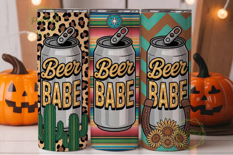Beer Babe Western Tumbler Wrap Sublimation PixelChick 