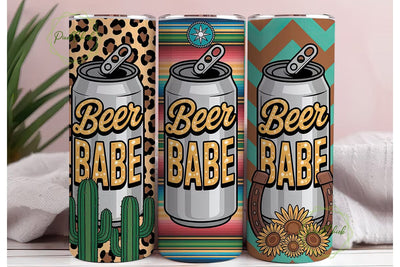 Beer Babe Western Tumbler Wrap Sublimation PixelChick 
