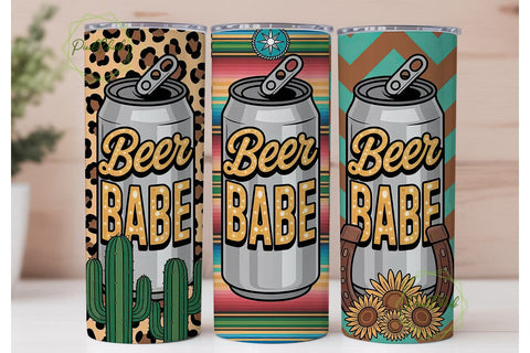 Beer Babe Western Tumbler Wrap Sublimation PixelChick 