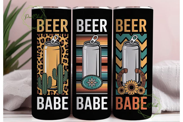 Beer Babe Western Tumbler Wrap Sublimation PixelChick 