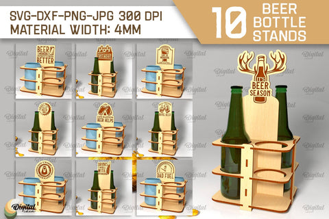 Beer Bottle Stands Laser Cut Bundle. Wooden Beer Holders SVG SVG Evgenyia Guschina 