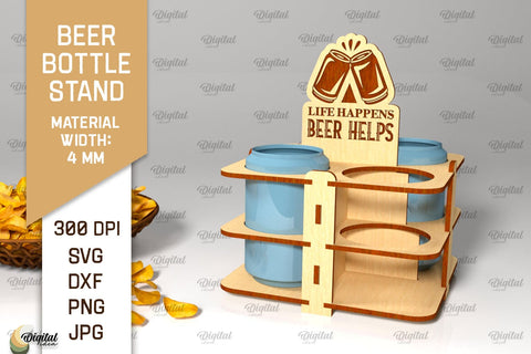 Beer Bottle Stands Laser Cut Bundle. Wooden Beer Holders SVG SVG Evgenyia Guschina 