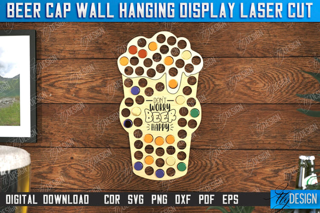 Beer Cap Wall Hanging Display Laser Cut, Beer Bottle Cap Holder, Personalized Beer Bottle Cap Collector, Man Cave Decor SVG, Map Collection, Gift for Dad SVG Fly Design 