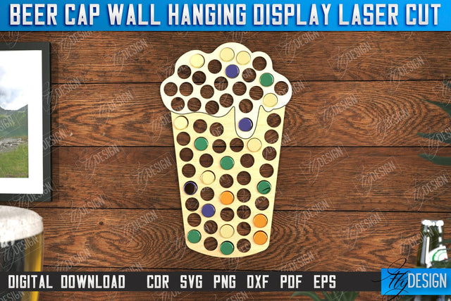 Beer Cap Wall Hanging Display Laser Cut, Beer Bottle Cap Holder, Personalized Beer Bottle Cap Collector, Man Cave Decor SVG, Map Collection, Gift for Dad SVG Fly Design 