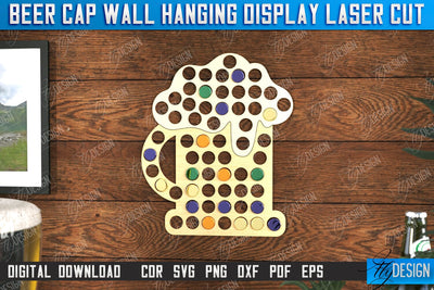 Beer Cap Wall Hanging Display Laser Cut, Beer Bottle Cap Holders, Personalized Beer Bottle Cap Collector, Man Cave Decor SVG, Map Collection, Gift for Dad SVG Fly Design 