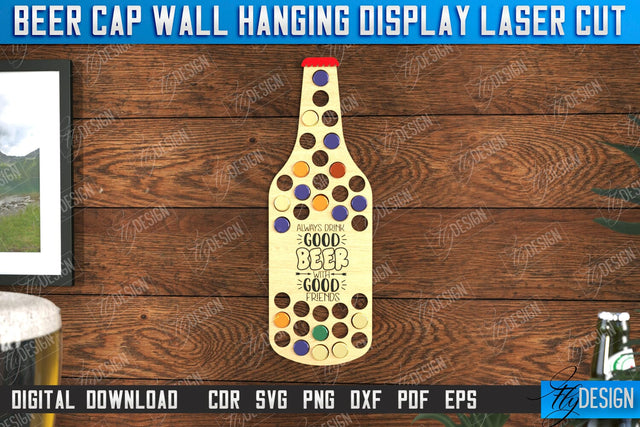 Beer Cap Wall Hanging Display Laser Cut, Beer Bottle Cap Holders, Personalized Beer Bottle Cap Collector, Man Cave Decor SVG, Map Collection, Gift for Dad SVG Fly Design 