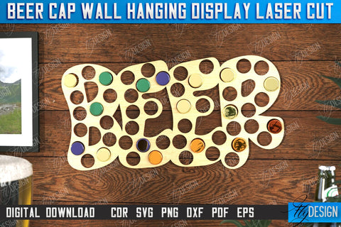 Beer Cap Wall Hanging Display Laser Cut Bundle, Beer Bottle Cap Holders, Personalized Beer Bottle Cap Collector, Man Cave Decor SVG, Map Collection, Gift for Dad SVG Fly Design 