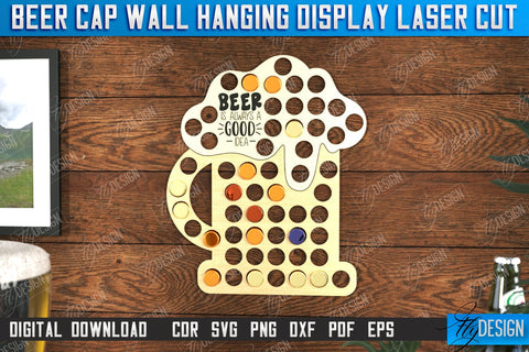 Beer Cap Wall Hanging Display Laser Cut Bundle, Beer Bottle Cap Holders, Personalized Beer Bottle Cap Collector, Man Cave Decor SVG, Map Collection, Gift for Dad SVG Fly Design 