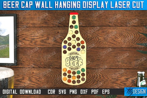 Beer Cap Wall Hanging Display Laser Cut Bundle, Beer Bottle Cap Holders, Personalized Beer Bottle Cap Collector, Man Cave Decor SVG, Map Collection, Gift for Dad SVG Fly Design 