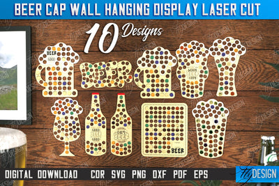 Beer Cap Wall Hanging Display Laser Cut Bundle, Beer Bottle Cap Holders, Personalized Beer Bottle Cap Collector, Man Cave Decor SVG, Map Collection, Gift for Dad SVG Fly Design 