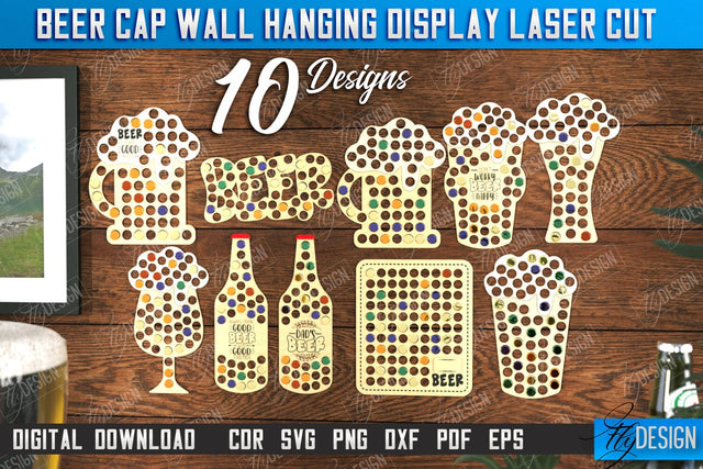 Beer Cap Wall Hanging Display Laser Cut Bundle, Beer Bottle Cap Holders, Personalized Beer Bottle Cap Collector, Man Cave Decor SVG, Map Collection, Gift for Dad SVG Fly Design 