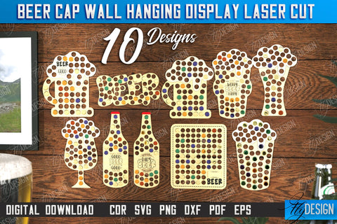 Beer Cap Wall Hanging Display Laser Cut Bundle, Beer Bottle Cap Holders, Personalized Beer Bottle Cap Collector, Man Cave Decor SVG, Map Collection, Gift for Dad SVG Fly Design 