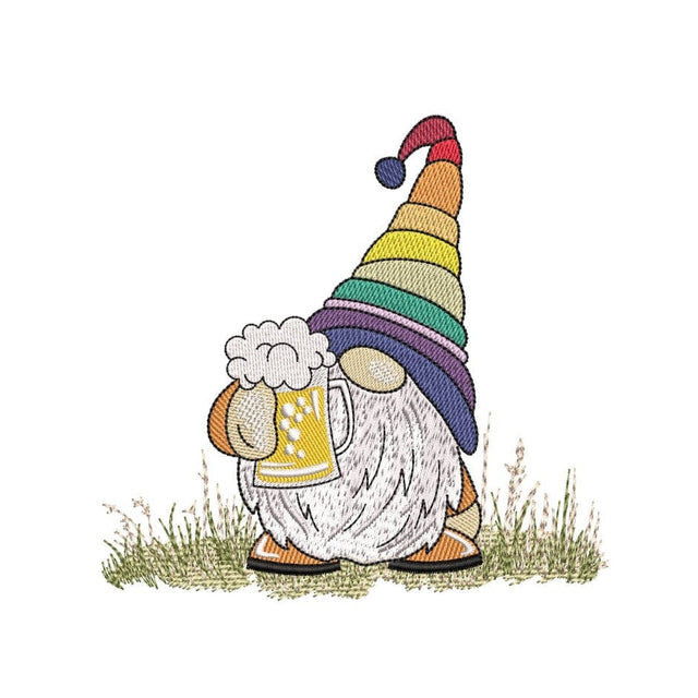 Beer Drinking Gnome Embroidery Design, 3 sizes, Instant Download Embroidery/Applique DESIGNS Nino Nadaraia 