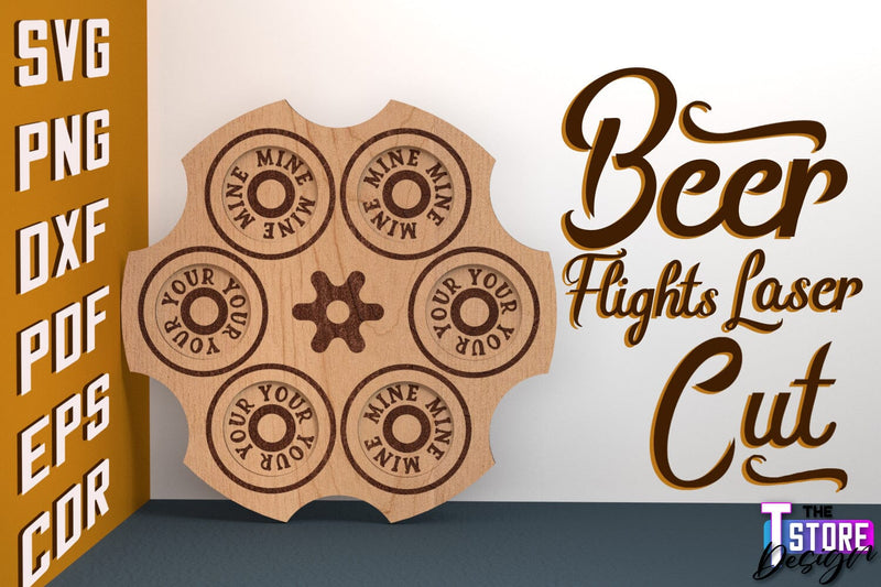 Beer Flights Laser Cut | Beer Holder Design | Beer Day | CNC Files SVG The T Store Design 