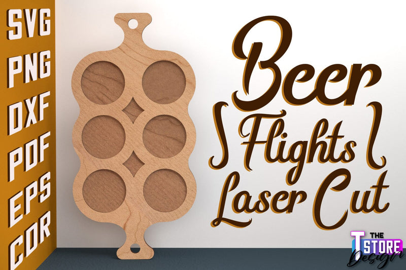 Beer Flights Laser Cut | Beer Holder Design | Beer Day | CNC Files SVG The T Store Design 