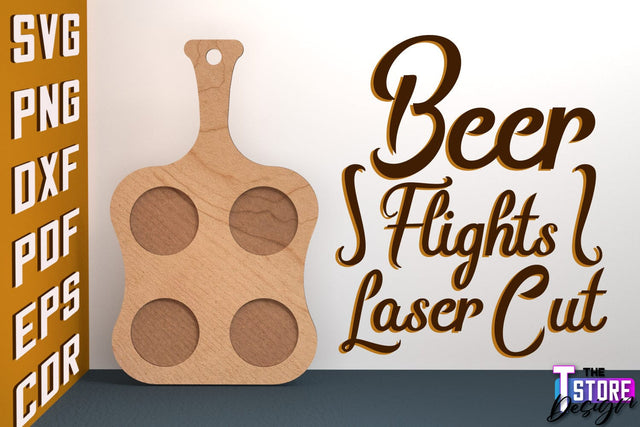 Beer Flights Laser Cut | Beer Holder Design | Beer Day | CNC Files SVG The T Store Design 