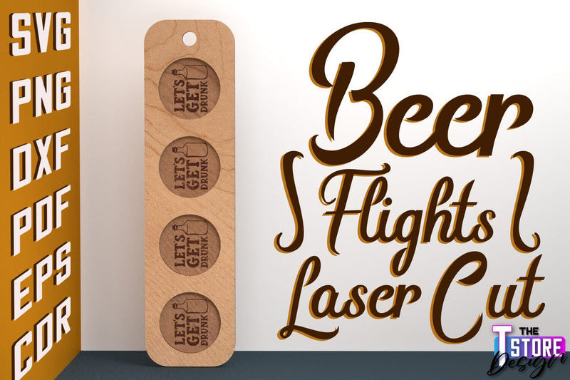 Beer Flights Laser Cut | Beer Holder Design | Beer Day | CNC Files SVG The T Store Design 