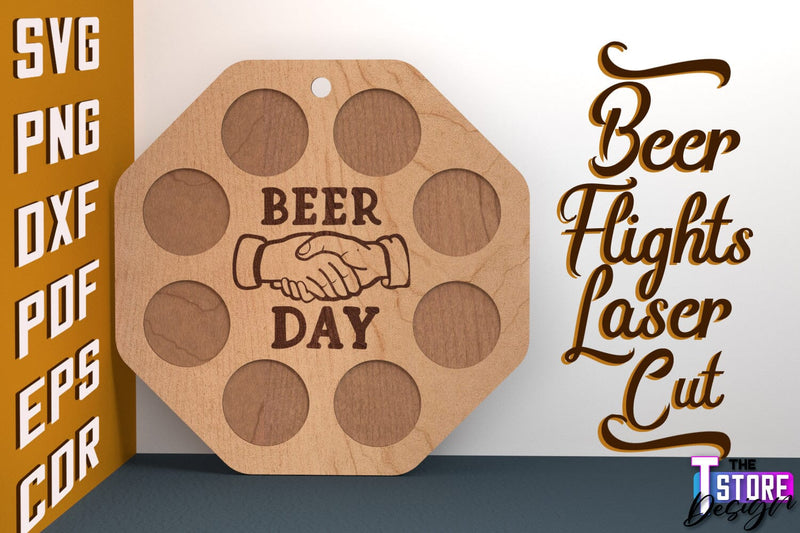 Beer Flights Laser Cut | Beer Holder Design | Beer Day | CNC Files SVG The T Store Design 