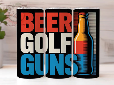 Beer Golf Guns 20oz Tumbler Wrap, Funny Beer Quote, Drinking Humor, Golf Lifestyle, Gun Enthusiast, 20oz Tumbler Wrap, Sublimation PNG Sublimation Lara' s Designs 