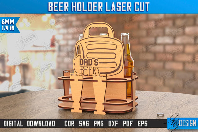 Beer Holder Laser Cut | Beer Stand | Beer Bottle Holder | Beer Basket | CNC File SVG Fly Design 