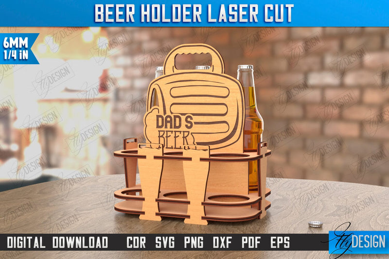 Beer Holder Laser Cut | Beer Stand | Beer Bottle Holder | Beer Basket | CNC File SVG Fly Design 