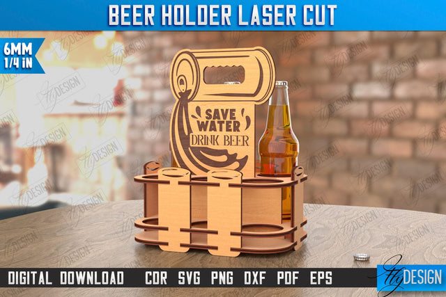 Beer Holder Laser Cut | Beer Stand | Beer Bottle Holder | Beer Basket | CNC File SVG Fly Design 