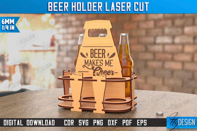 Beer Holder Laser Cut | Beer Stand | Beer Bottle Holder | Beer Basket | CNC File SVG Fly Design 