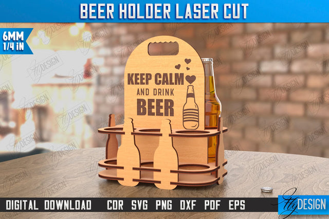 Beer Holder Laser Cut | Beer Stand | Beer Bottle Holder | Beer Basket | CNC File SVG Fly Design 