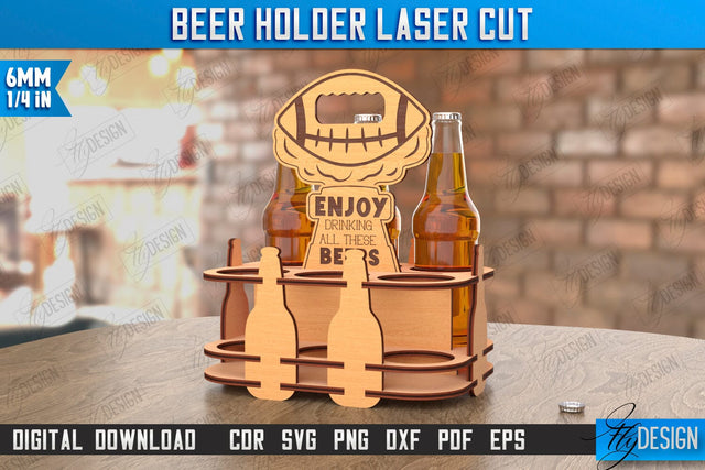Beer Holder Laser Cut | Beer Stand | Beer Bottle Holder | Beer Basket | CNC File SVG Fly Design 