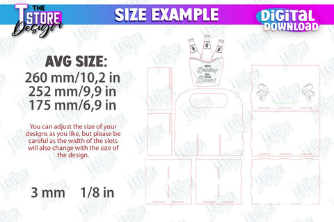 Beer Holder Laser Cut Bundle | Wooden Beer Caddy | Beer Bottle Holder | Beer Basket | CNC Files SVG The T Store Design 