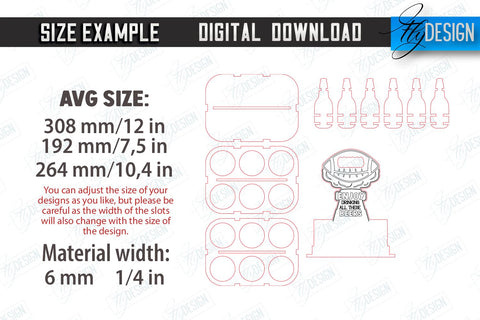 Beer Holder Laser Cut | Wooden Beer Caddy | Beer Bottle Holder | Beer Basket | CNC File SVG Fly Design 